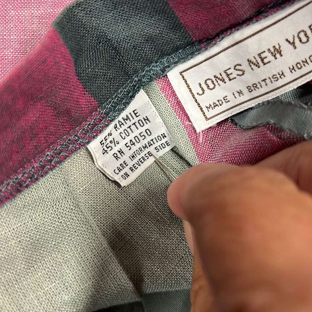 Vintage Jones New York Cotton Blend Pink Green Plaid Skirt SZ 10 - Picture 4 of 9